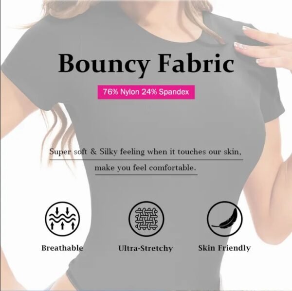 Smoke Cloud Going Out T Shirt Tops Second-skin Feel Recycle Shapewear Crew Neck Short Sleeve Bodysuit For Women - Image 3
