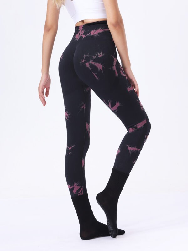 Butt Lifting Yoga Gym Athletic Pants, Hollow Out Tummy Control Sports Leggings Tie Dye Running Pants - Image 10