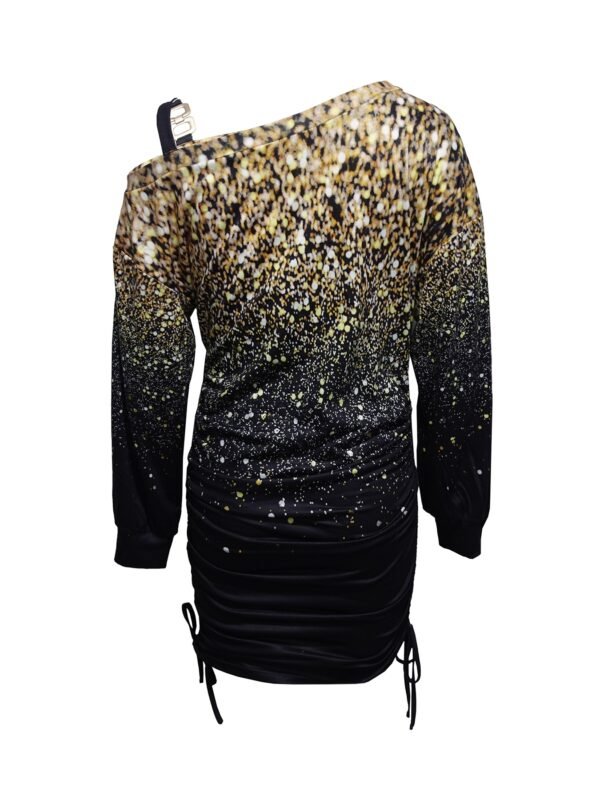 Ladies' Printed Off Shoulder Casual Bag Hip Dress - Image 3