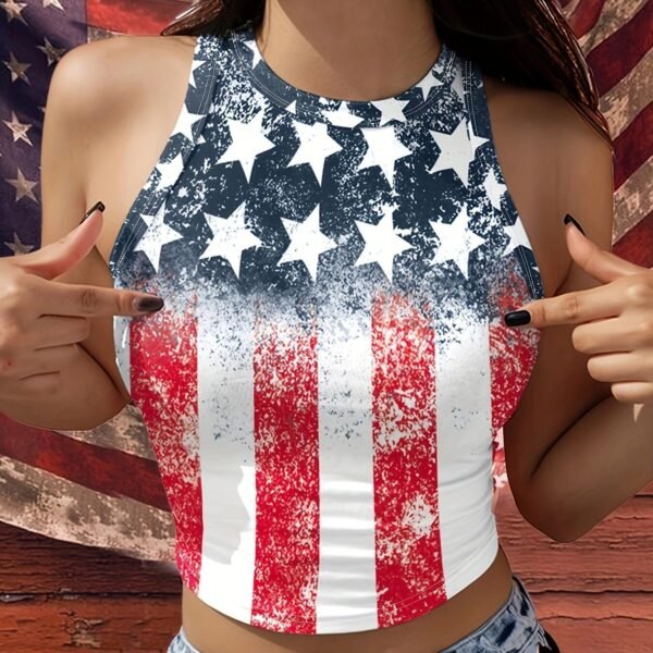 Holiday Flag Print Fashion Versatile Vacation Style Camisole Top