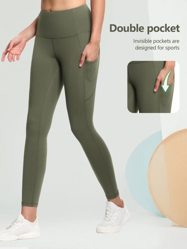 Leggings For Women With Pockets High Waisted Tummy Control For Workout Running Yoga Pants Lightweight Sweatpants For Fitness Pilates - Image 4