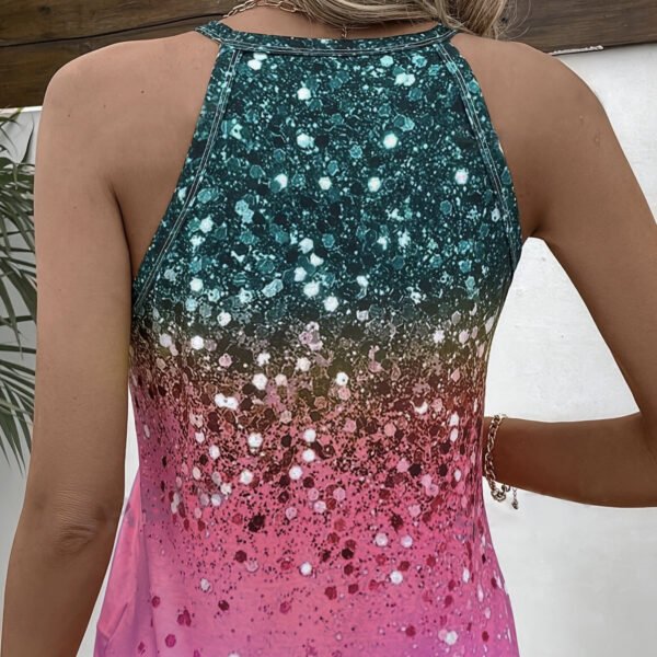 Sequined Off Shoulder Printed Fashionable Casual Camisole Vest - Image 3
