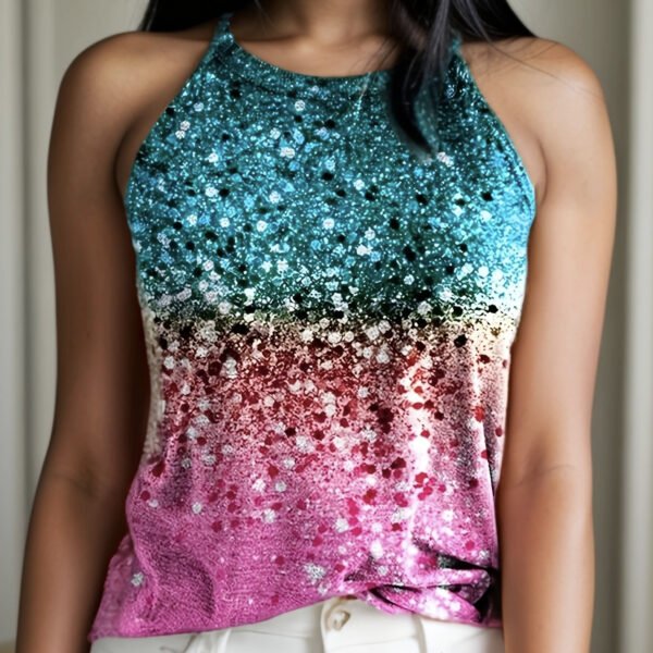 Sequined Off Shoulder Printed Fashionable Casual Camisole Vest