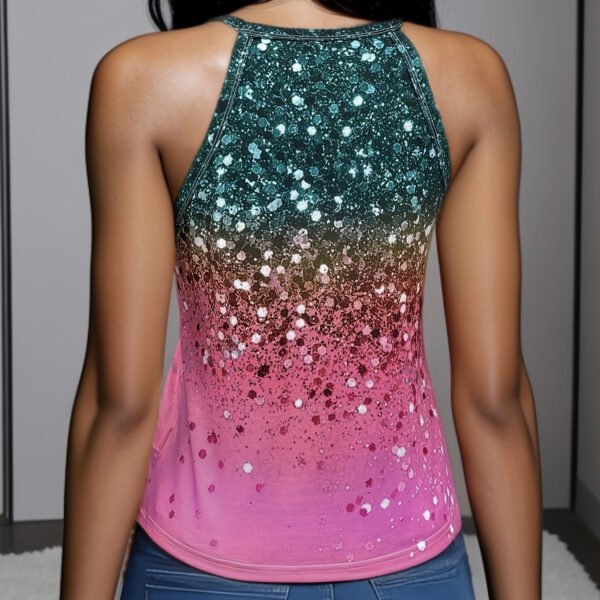 Sequined Off Shoulder Printed Fashionable Casual Camisole Vest - Image 2