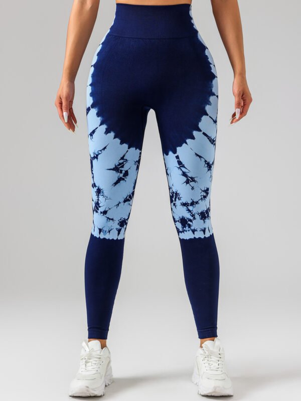 Tie-dye Women's Yoga Leggings With High Waistband, Moisture-Wicking, And Stretchy, Perfect For Outdoor Activities And Fitness - Image 2