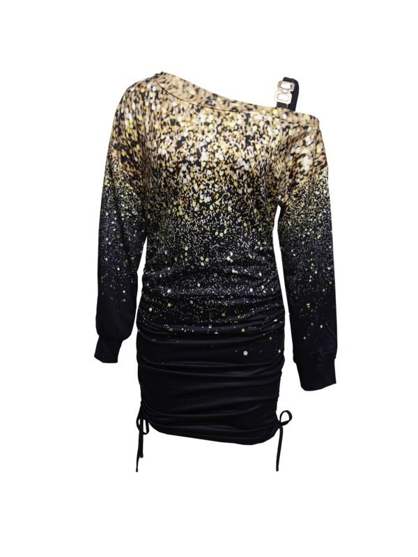 Ladies' Printed Off Shoulder Casual Bag Hip Dress - Image 2