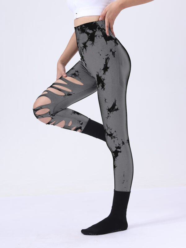 Butt Lifting Yoga Gym Athletic Pants, Hollow Out Tummy Control Sports Leggings Tie Dye Running Pants - Image 7